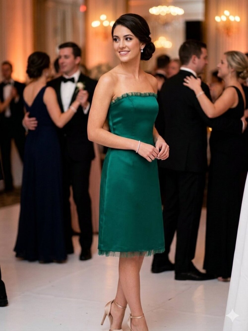 RW&CO Emerald Green Prom Formal Dress Size 0 Mesh Removable Straps Cocktail Mini